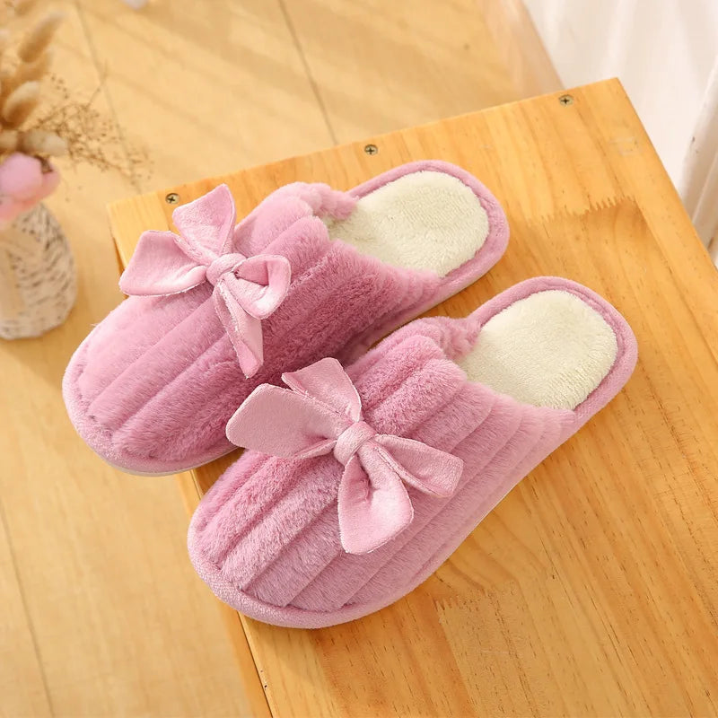 Women's Winter Cotton Slippers – Cozy Butterfly Knot Indoor Indoor Slippers Axl PURPLE 40-41