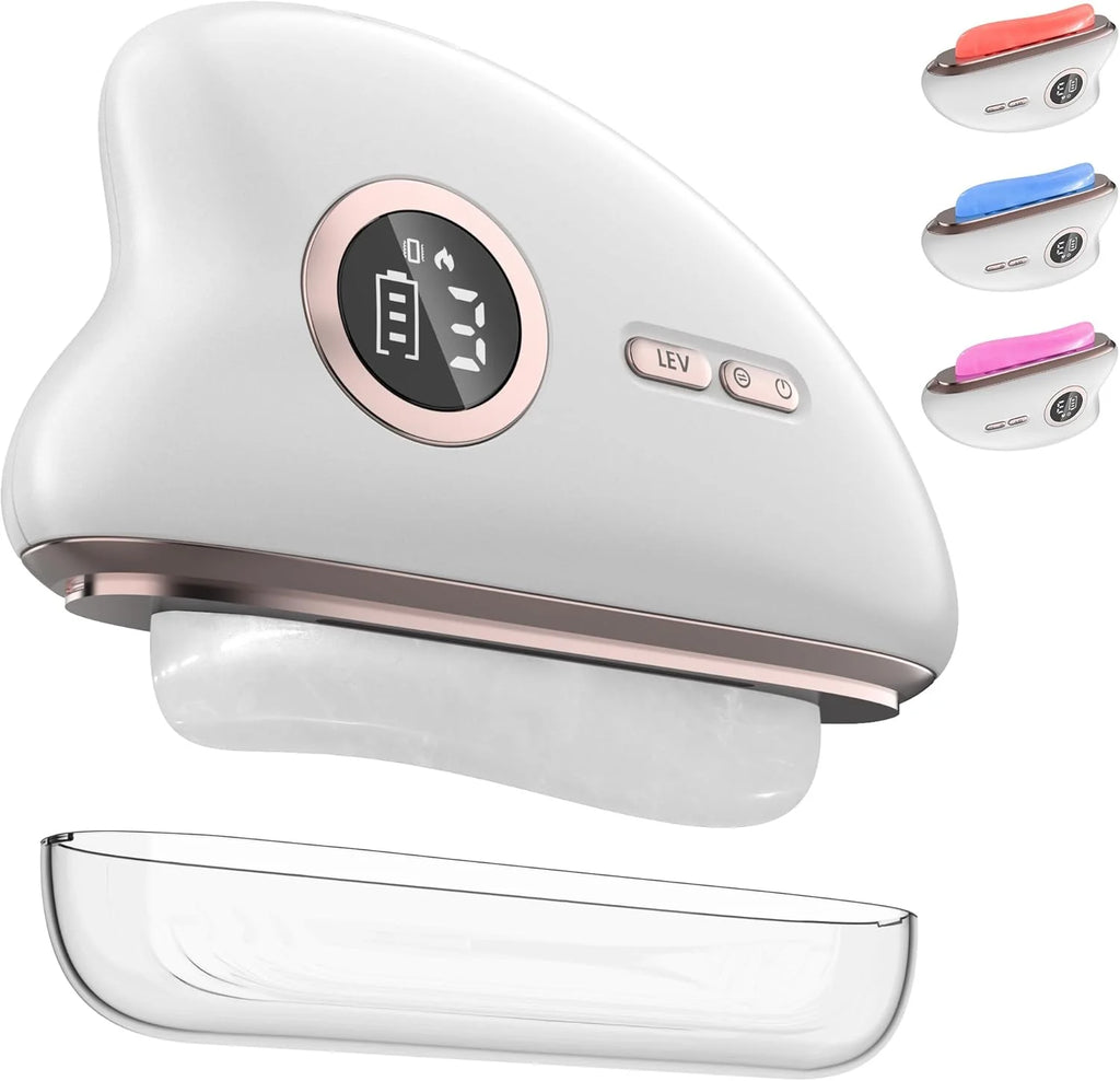 Electric Jade Gua Sha Facial Massager – Heat, Vibration & LED Facial Massager Axl white
