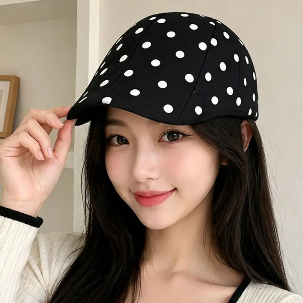 Retro Y2K Polka Dot Beret – Korean Style Newsboy Cap Women's Beret Hat Axl