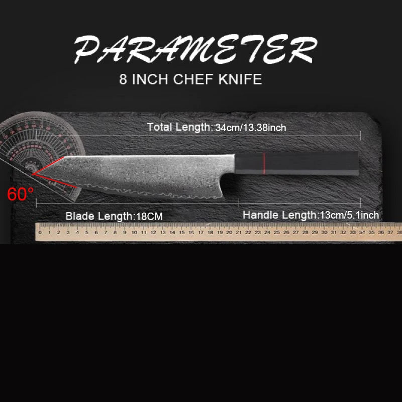 Damascus Steel Kitchen Knife – Japanese Chef Knife | 18cm Damascus Kitchen Knife Axl