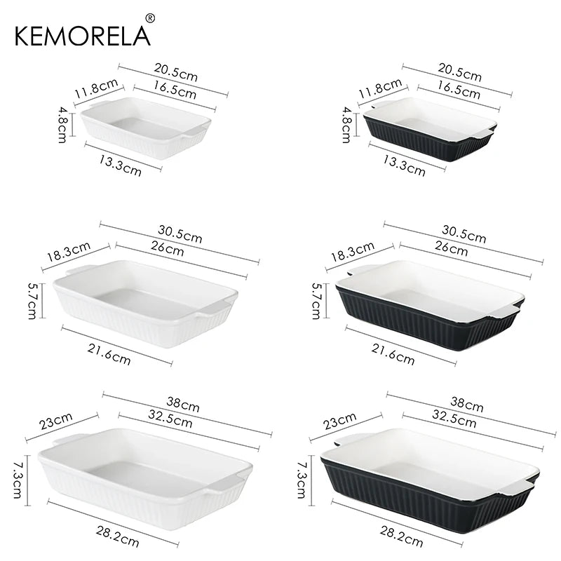 KEMORELA Ceramic Baking Dish – 3 Sizes, Handles, Oven Safe Ceramic Baking Dish Axl