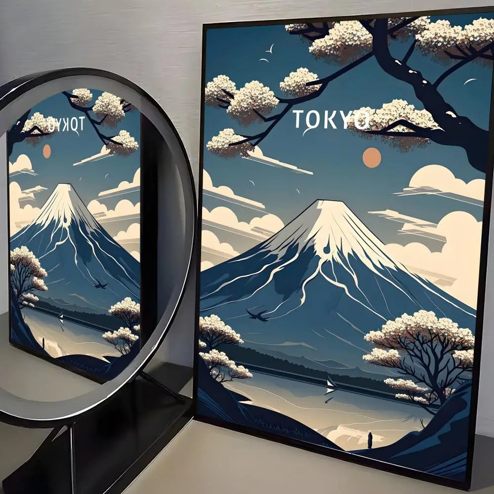 Japanese Mount Fuji Wall Art Poster Sticker – HD Print Decor Wall Art Sticker Axl Black4 21X30cmNoframe