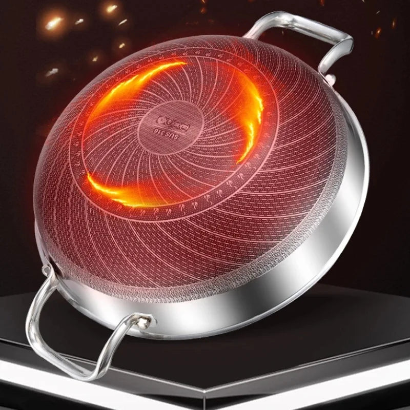 32cm 304 Stainless Steel Honeycomb Non-Stick Wok Pan Non-Stick Wok Pan Axl
