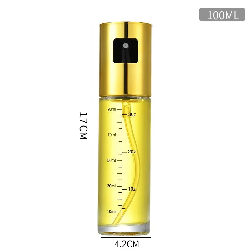 KEMORELA 100ml Glass Olive Oil Sprayer – Kitchen Mister Bottle Oil Sprayer Dispenser Axl Gold With Scale