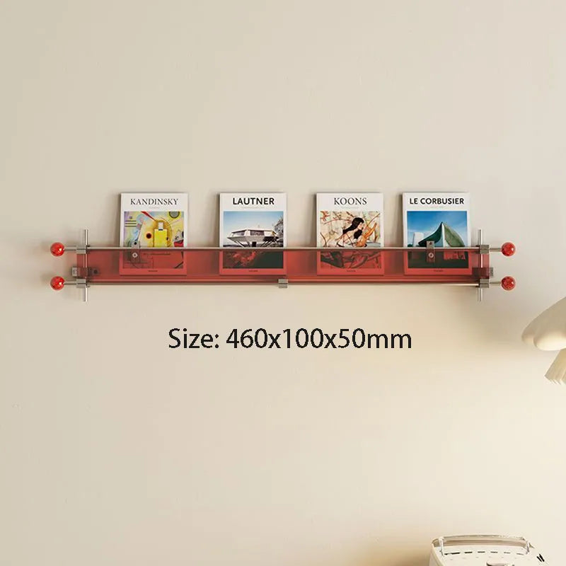 Wall Mounted Bookshelf – Nordic Minimalist Metal Floating Shelf Floating Wall Shelf Axl Red