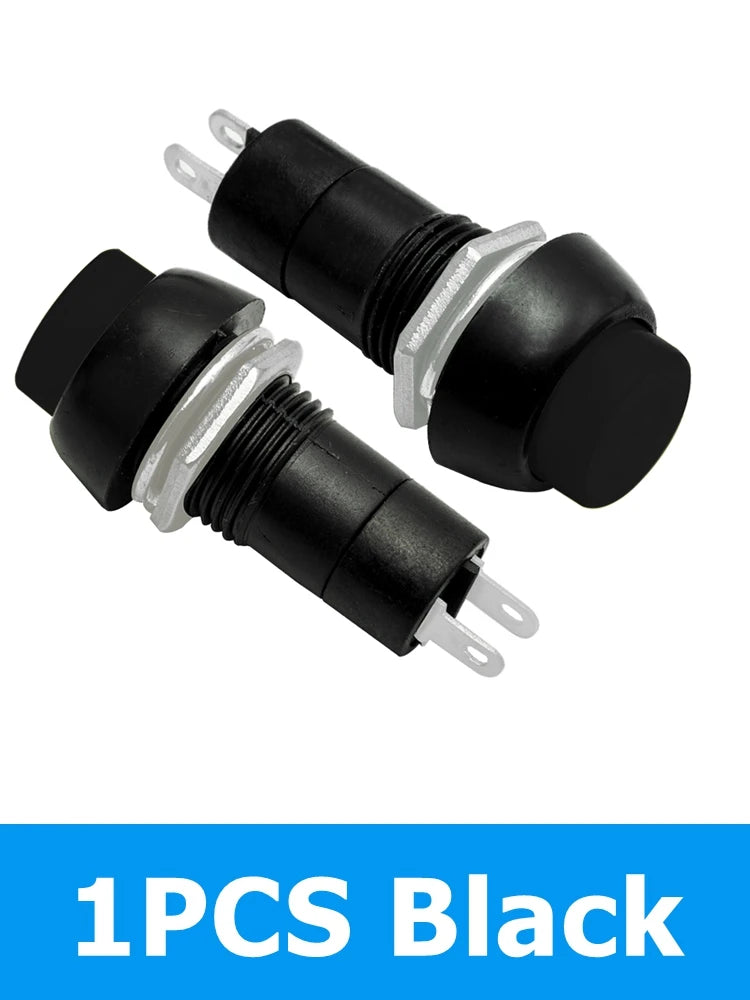 12mm Push Button Switch 2-Pin Momentary Self-Lock ON/OFF 3A 150V Push Button Switch Axl 1PCS Black