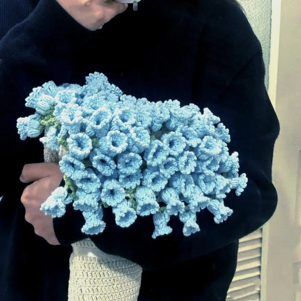 60cm Crocheted Sunflower Bouquet Blanket – Soft Floral Throw Knit Throw Blanket Axl Blue