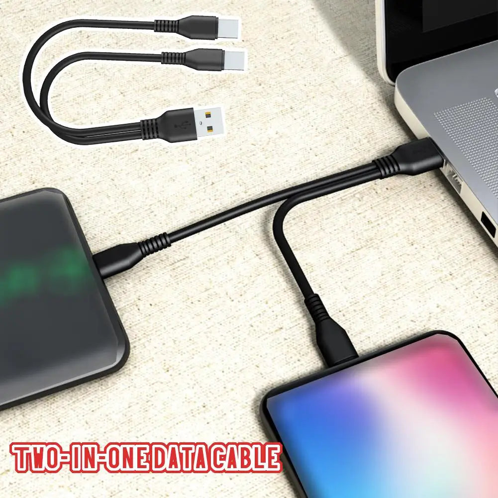 2-in-1 USB Type-C Y Splitter Fast Charging & Data Cable USB Charging Cable Axl