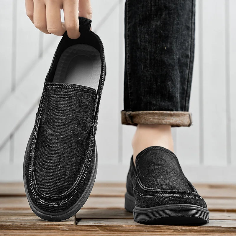 Men's Denim Canvas Slip-On Loafers – Low Top, Big Sizes Canvas Slip-On Loafers Axl