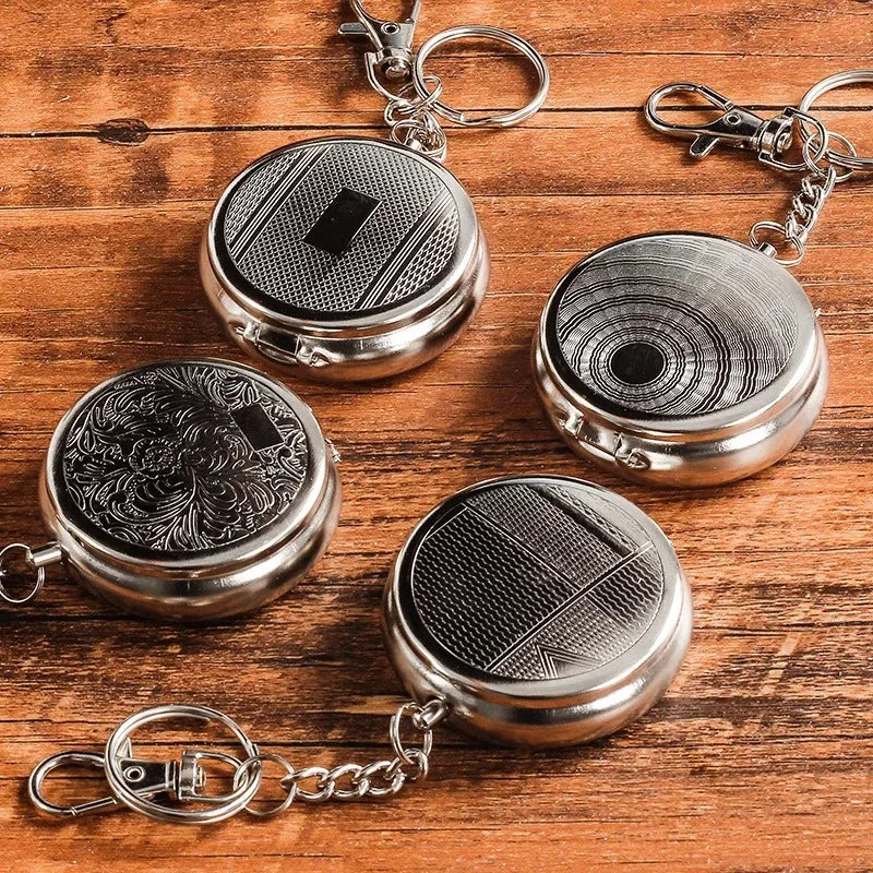 Mini Stainless Steel Pocket Ashtray with Keychain | Car Travel Pocket Ashtray Axl