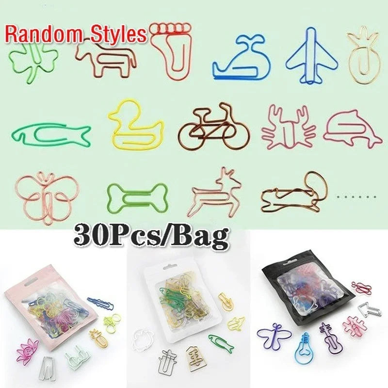 30-Piece Colorful Decorative Paper Clip Bookmarks – Multicolor Decorative Paper Clips Axl