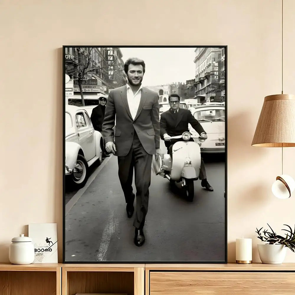 Clint Eastwood HD Art Poster – Waterproof Sticky Wall Decor Wall Art Poster Axl White13 50X70cmNoframe