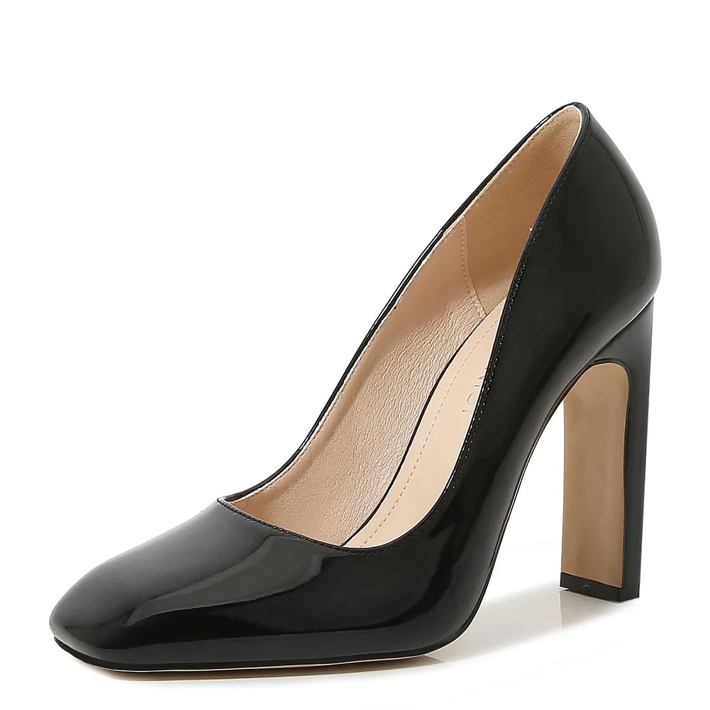YBQJOO Retro Platform High Heels – Round Toe Pumps Wide Size Platform Pumps Axl Black 46
