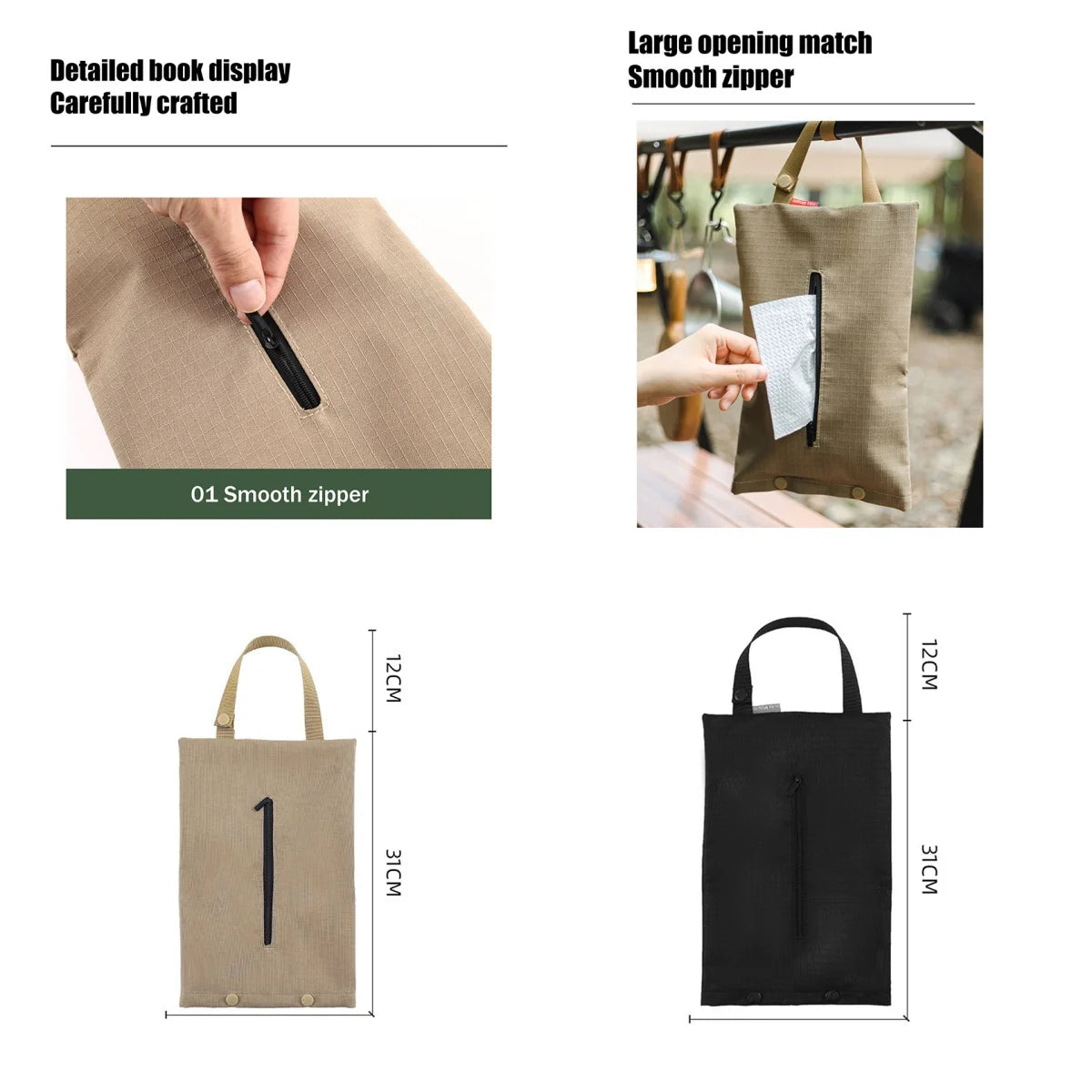 Hanging Napkin Holder – Portable Oxford Cloth Tissue Pouch Tissue Storage Pouch Axl