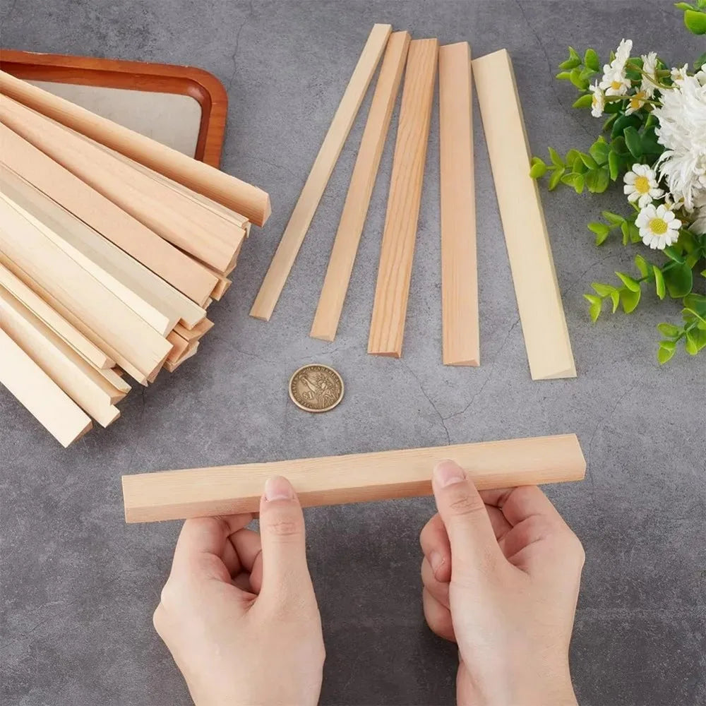 34 Pcs Unfinished Triangle Wood Dowel Rods – 5 Sizes, 7.9 In Wood Craft Dowels Axl