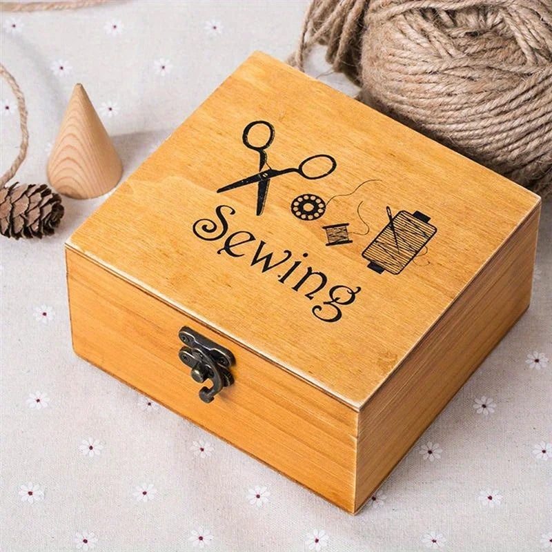 Wooden Sewing Box Kit – Complete Sewing Accessories Workbox Sewing Kit Axl VariantValue