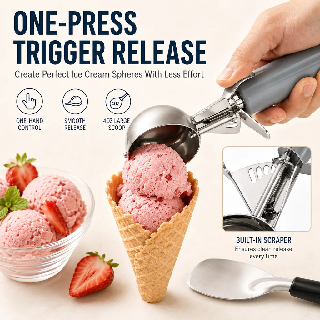 2-Pack Ice Cream Scoop Set – Trigger & Spade Stainless Steel Ice Cream Scoop Set Axl