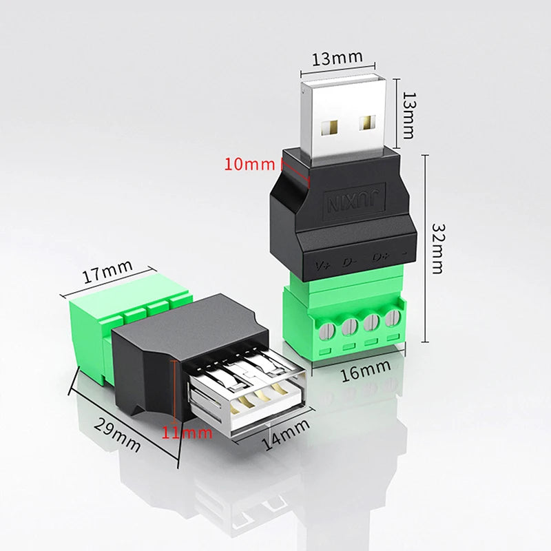 USB 2.0 Type A 4-Pin Male/Female Screw Terminal Connector USB Adapter Connector Axl
