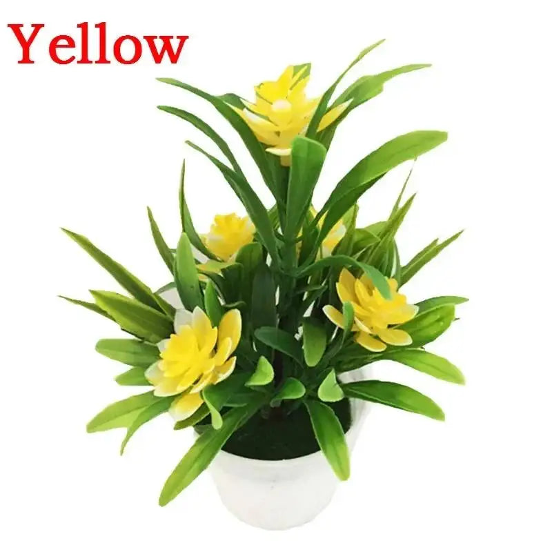 Multi-Color Artificial Lotus Flower with Pot | Home Decor Artificial Flower Decor Axl Yellow