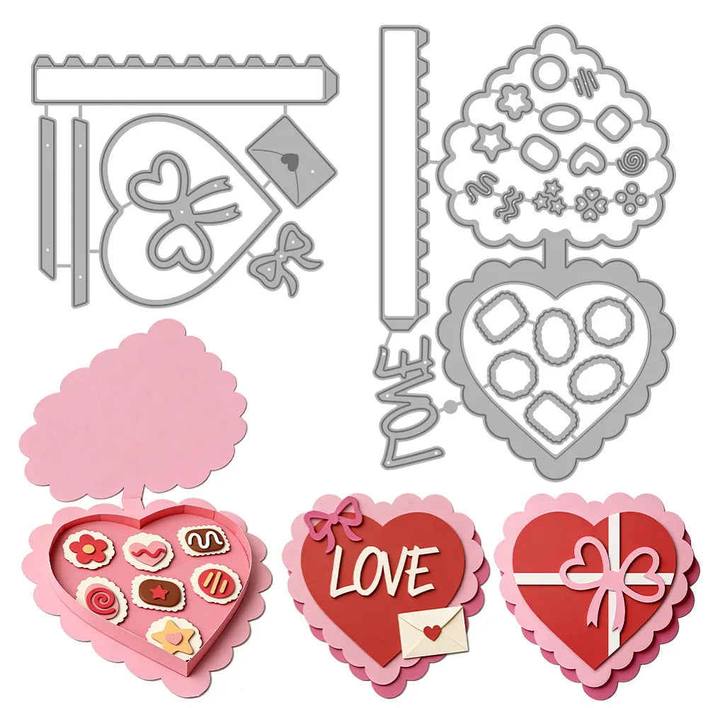 Heart Carbon Steel Cutting Dies – 2pc Scrapbooking Stencil Set Craft Cutting Dies Axl AECH04-19256