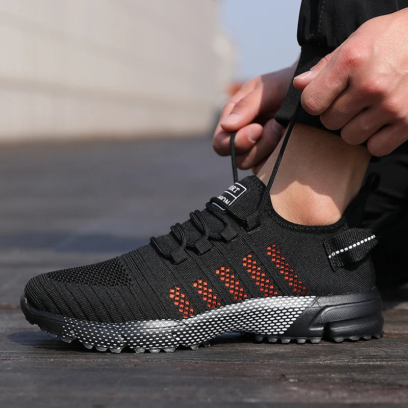 ZULIWAGN Men's Lightweight Lace-Up Casual Sneakers & Walking Shoes Men's Casual Sneakers Axl Black Orange 39