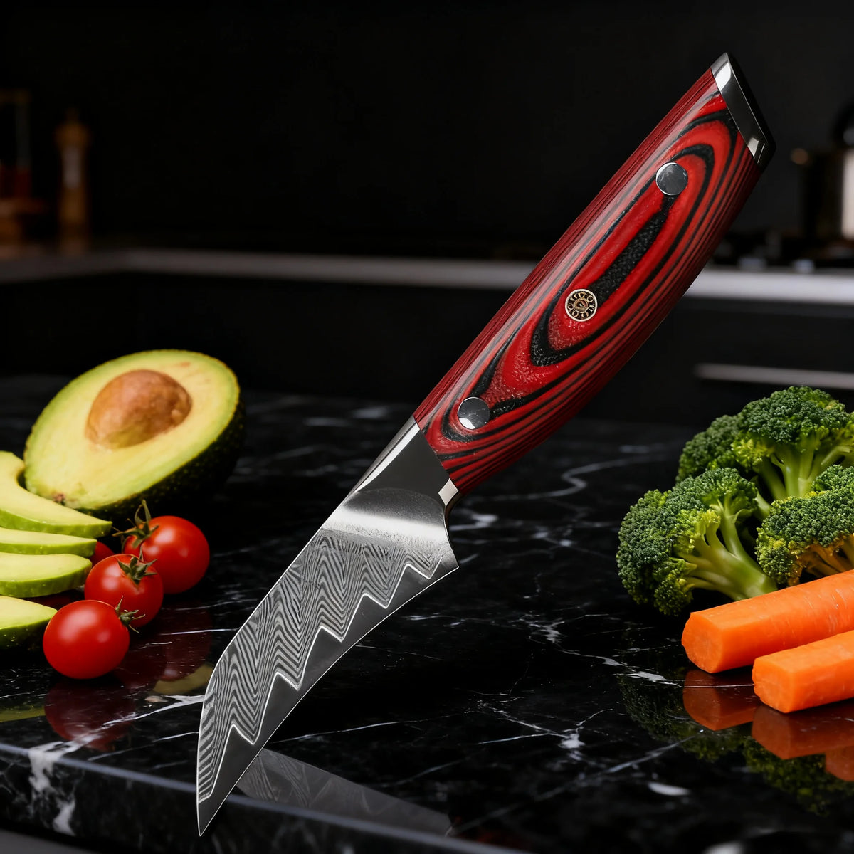 67-Layer Damascus Steel Paring Knife – Fruit & Veg Slicer Damascus Paring Knife Axl Paring Knife