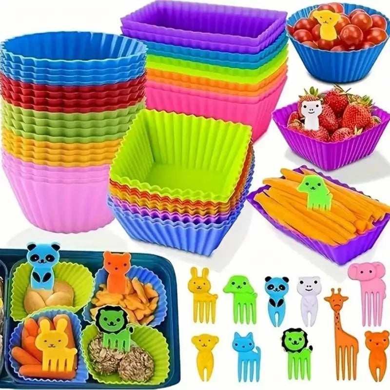 Silicone Bento Lunch Box Dividers 12/24 Pcs – Kids Cups Bento Box Dividers Axl