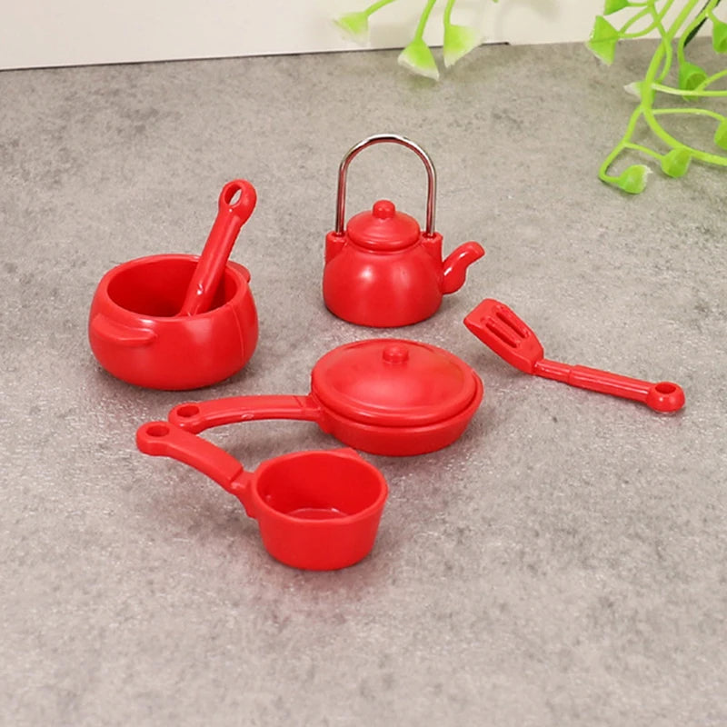 1:12 Dollhouse Miniature Cookware Set – Pot Pan Kettle Spoon Dollhouse Accessories Axl