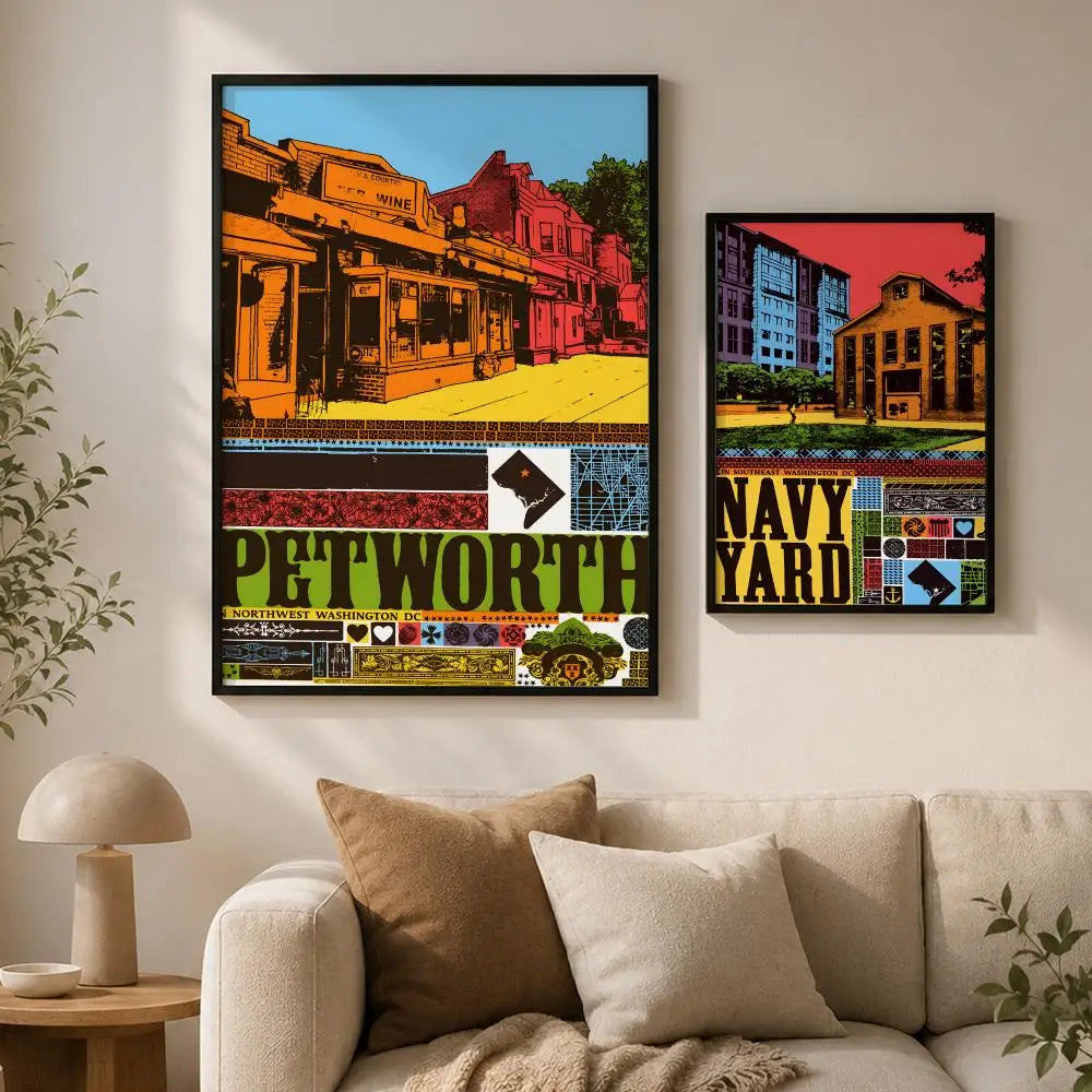 Washington Neighborhood Poster – Self-Adhesive Waterproof Wall Art Decorative Wall Poster Axl