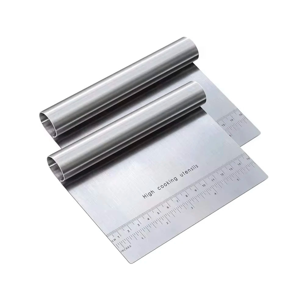 Stainless Steel Dough Scraper & Pizza Cutter with Measuring Scale Dough Pastry Scraper Axl 2pcs