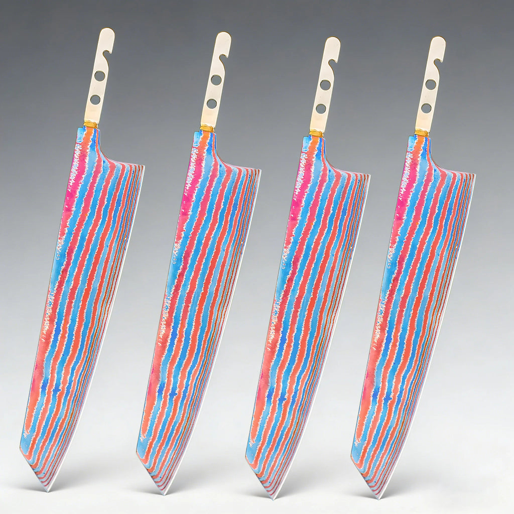 Kiritsuke Knife Blade Set – Titanium Damascus Steel DIY Making Knife Blade Blank Axl Knife Blade-4PCS