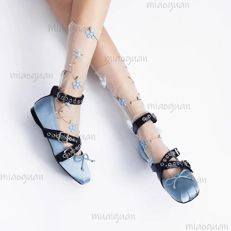 Women's Lolita Ballet Flats – Square Toe Buckle Strap Loafers Ballet Flats Axl