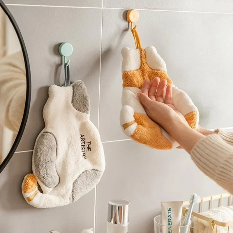 Cute Cat Hand Towel for Kids – Fast-Dry Coral Fleece Kids Hand Towel Axl