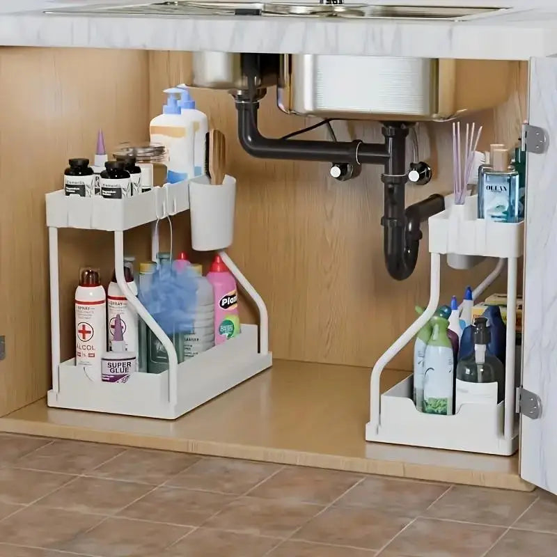 2-Tier Pull-Out Storage Drawers – Kitchen & Bathroom Organizer Pull-Out Storage Drawer Axl