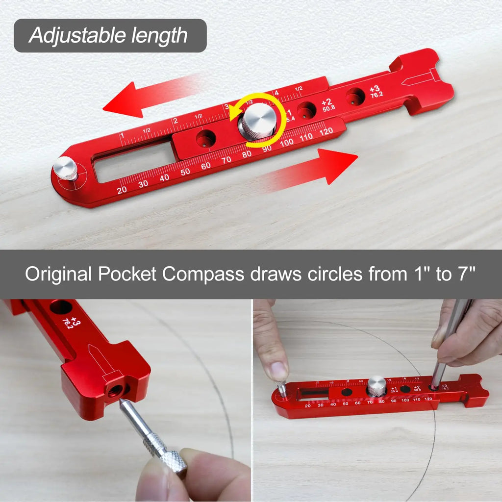 Adjustable Metal Circle Ruler – Multi-Angle Woodworking Tool Woodworking Measuring Ruler Axl