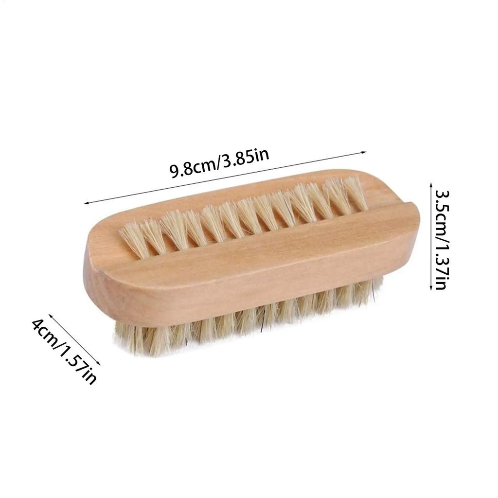 Double-Sided Wooden Nail Brush – Natural Boar Bristle Cleaner Nail Cleaning Brush Axl