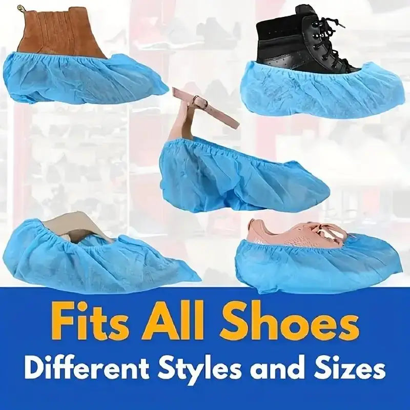 100 PCS Anti-Slip Disposable PE Shoe Covers – Heavy-Duty Pack Disposable Shoe Covers Axl