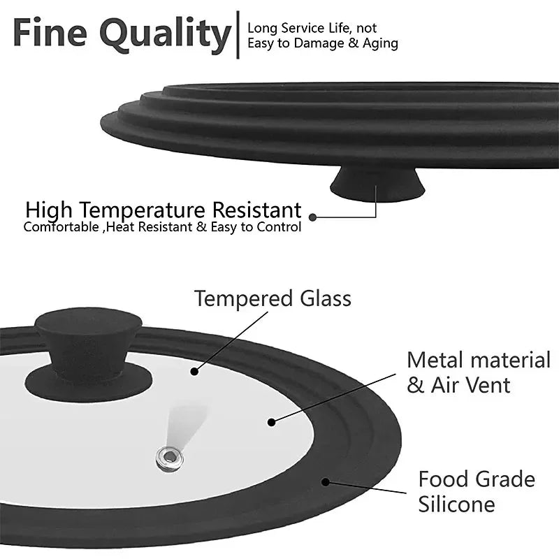 Universal Silicone Glass Lid for Pans & Skillets 16–32cm | PGY Cookware Lid Axl