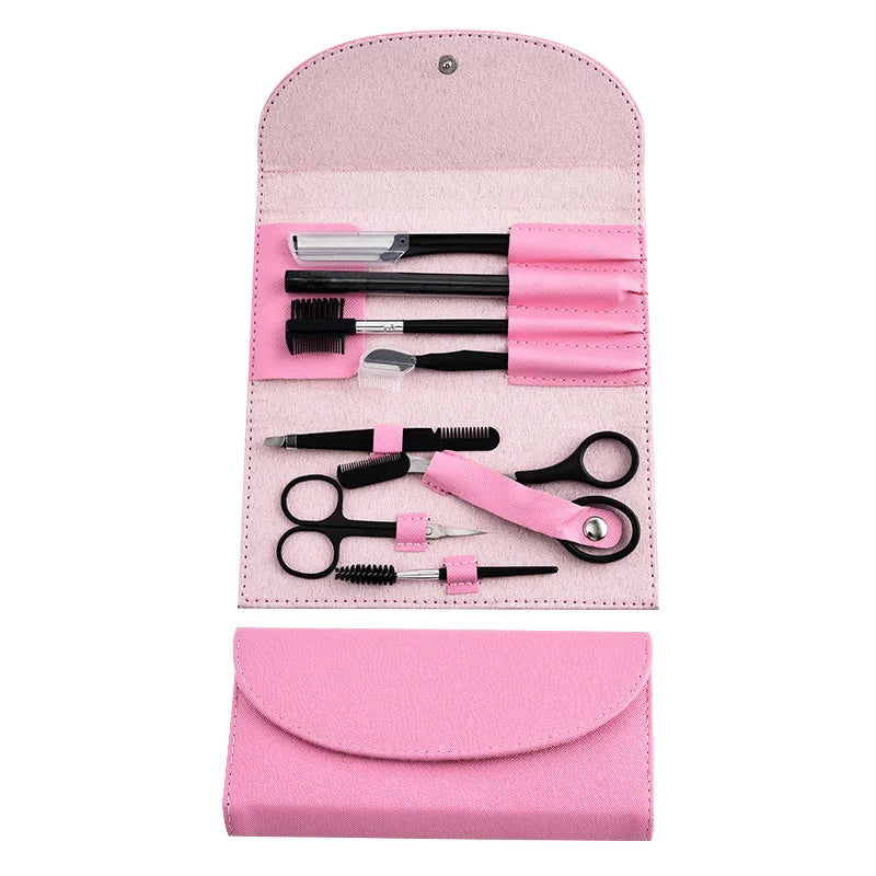 8-Piece Eyebrow Grooming Kit – Shaper, Pencil & Tweezers Eyebrow Grooming Kit Axl Pink Eyebrow Shaping