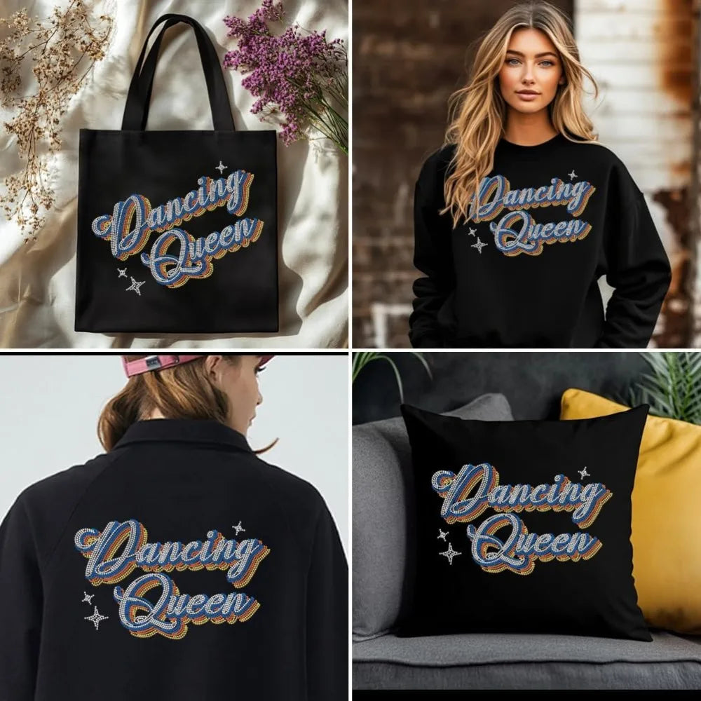 Dancing Queen Iron-On Rhinestone Appliqué | DIY Glitter Transfer Iron-On Appliqué Axl