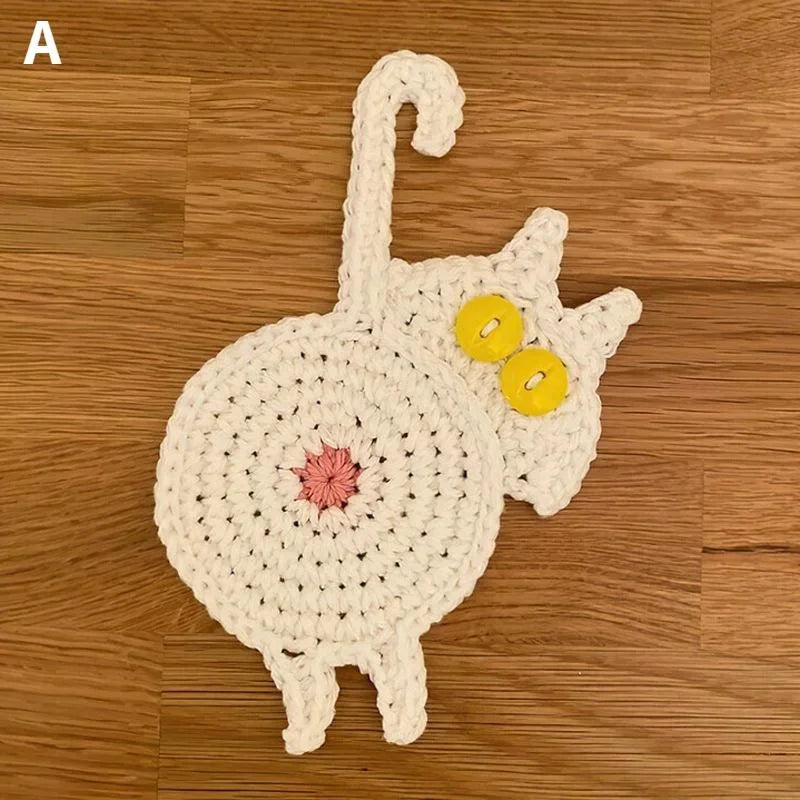 Cat Butt Coaster – Funny Heat-Resistant Cloth Drink Mat Novelty Drink Coaster Axl A 15x10cm