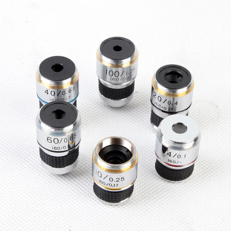 Achromatic Objective Lens Set 4X 10X 20X 40X 100X Microscope Microscope Objective Lens Axl 4x