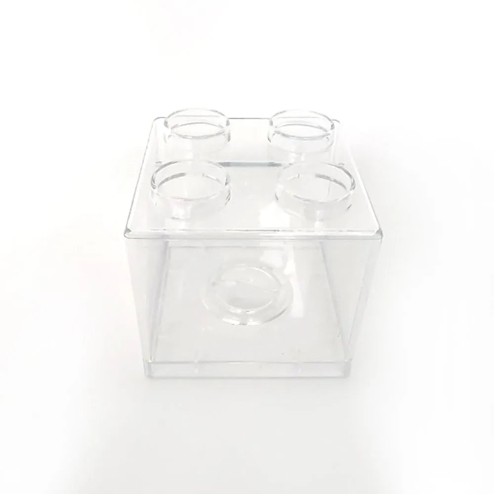 Building Block Piggy Bank – Transparent Plastic Coin Saving Box Piggy Bank Toy Axl white