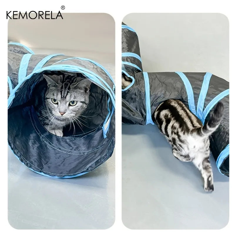 KEMORELA Foldable T-Cross Cat Tunnel Indoor Play Toy Cat Play Tunnel Axl