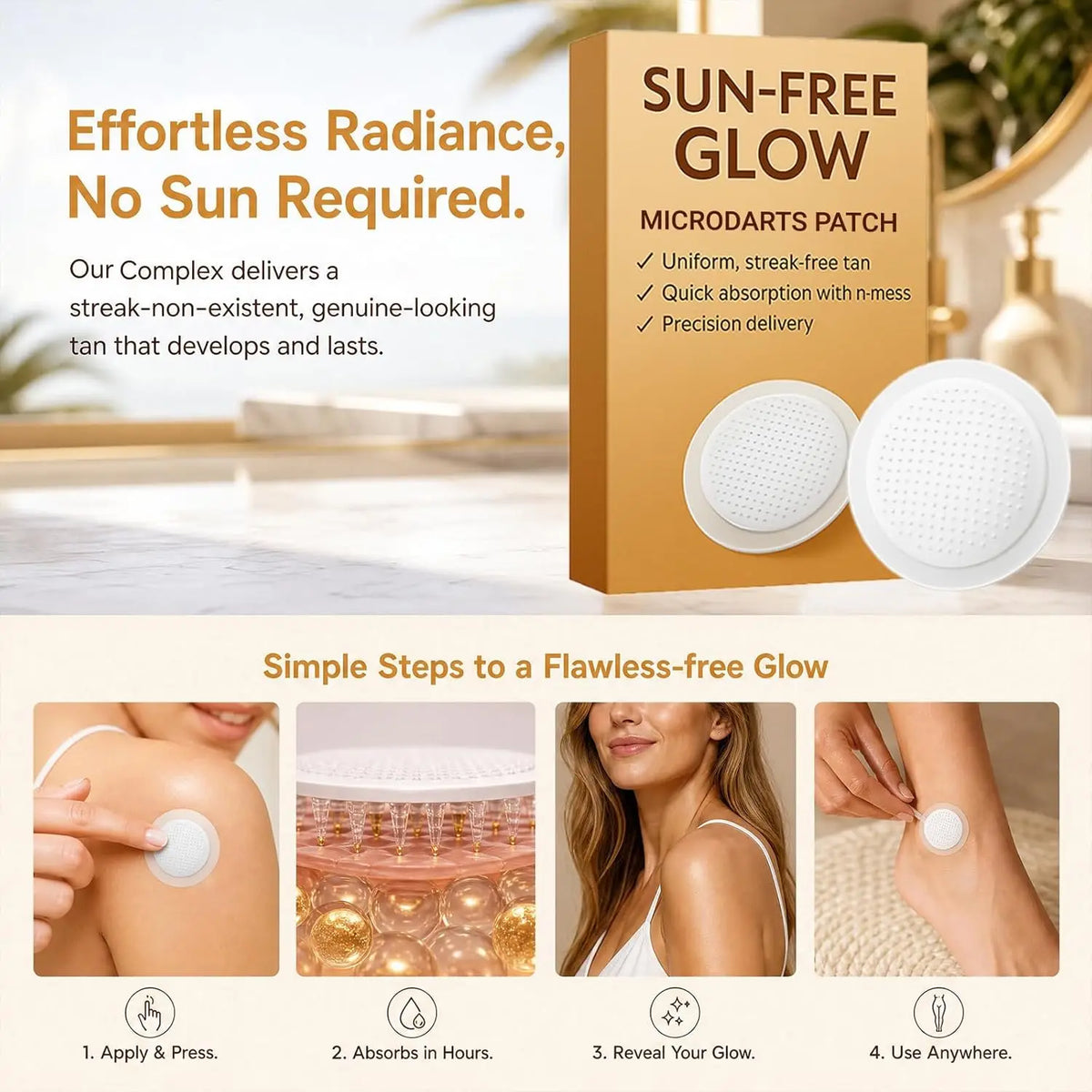 Sun Free Glow Microdart Tanning Patches – 10 Pcs for Women Self Tanning Patches Axl