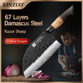 XINZUO 7.28" 67-Layer Damascus Bone Chopper – Oak & G10 Handle Damascus Bone Chopper Axl China Mainland 7 inch