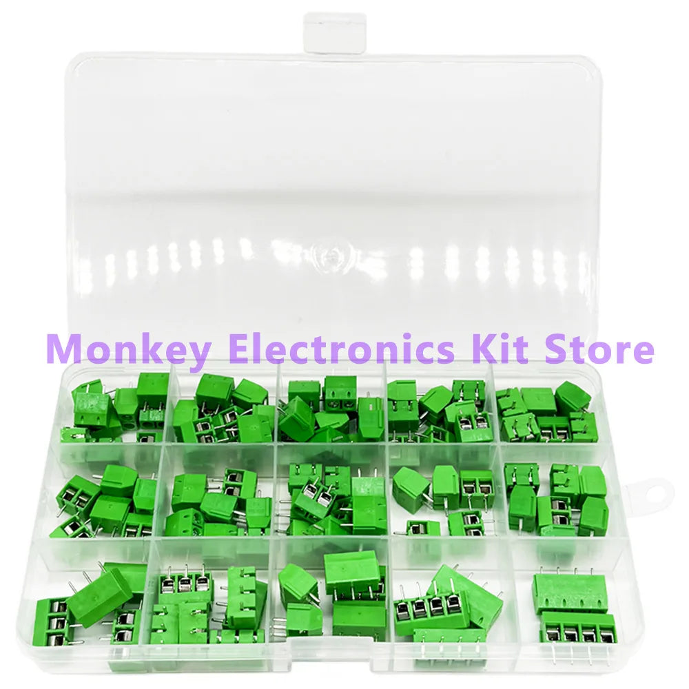 100PCS KF301 PCB Terminal Block Kit – 2P 3P 4P 5.08mm Plug-In PCB Terminal Block Kit Axl 1 Kit
