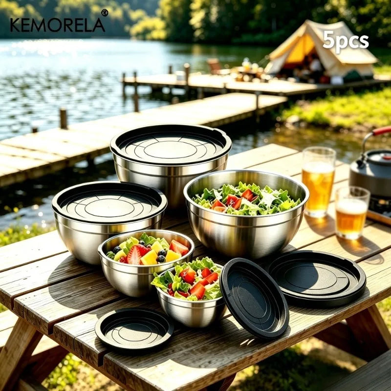 5-Piece Stainless Steel Mixing Bowls Set with Airtight Lids Mixing Bowl Set Axl