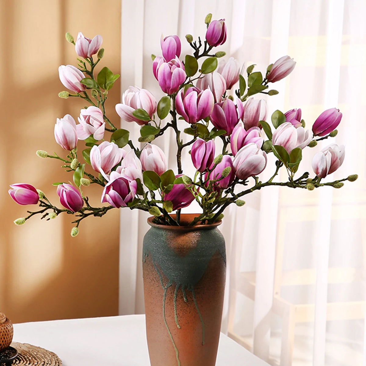 Silk Magnolia Artificial Flower Branch – Wedding & Home Decor Artificial Flower Branch Axl