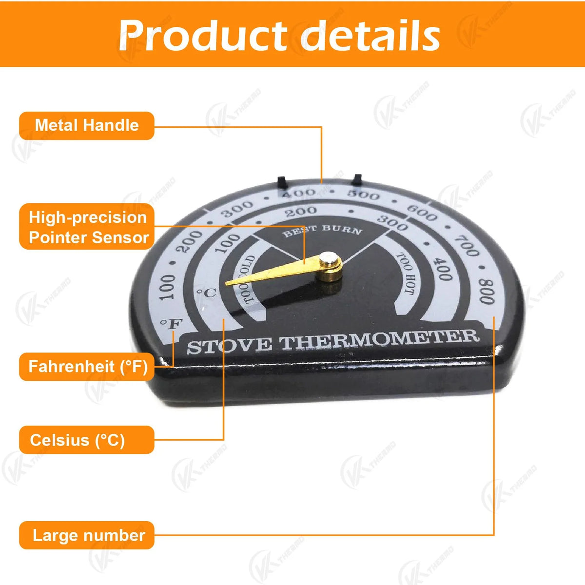 Magnetic Stove Thermometer for Wood Burning & Pellet Stoves Stove Thermometer Axl